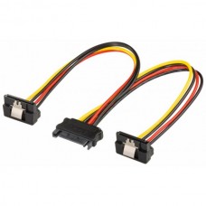 Napajalni kabel interni  1xSATA M <> 2xSATA Ž kotnii 90° 0,2m